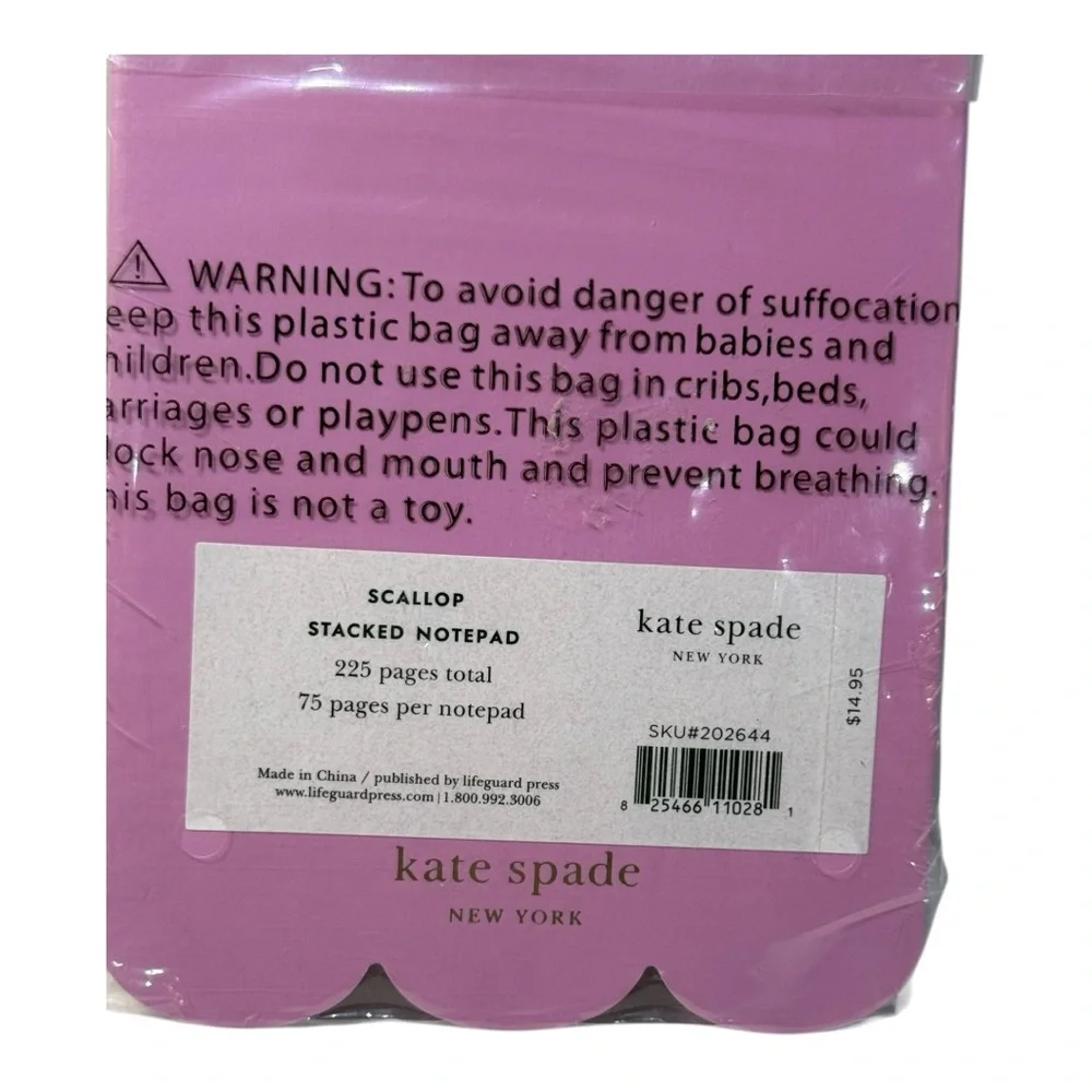 kate spade new york Scallop Stacked Notepad – Pink – New Sealed